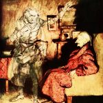 Ebenezar Scrooge is visited by Marley his business partner weighted down with the chains forged in his lifetime.